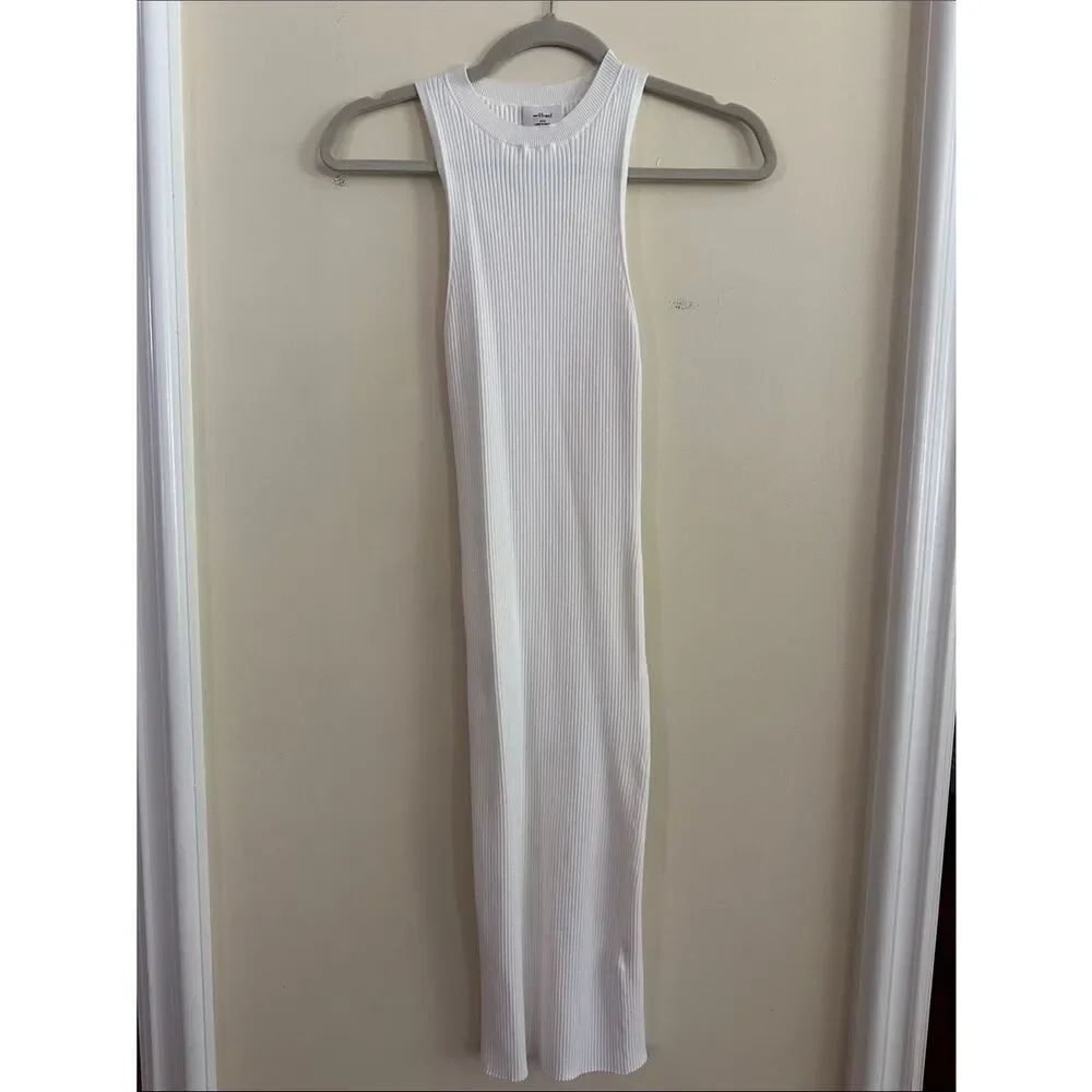 Wilfred Cream high neck bodycon Midi Dress